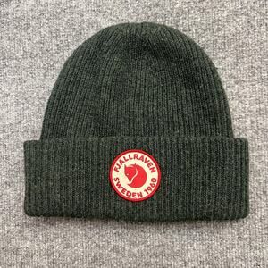 Fjallraven Hat Cap Beanie Patch Knit Wool Dark Green Sweden Arctic Fox One Size